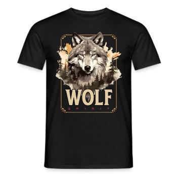 Loup tête de loup Nature nature sauvage aventure forêt Art - T-shirt homme - noir - Devant - AI Model Male 178 light (178cm)