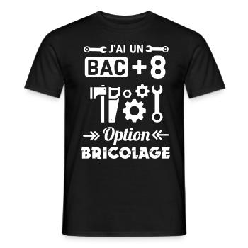 J ai un bac plus 8 option bricolage - T-shirt homme - noir - Devant - AI Model Male 178 light (178cm)