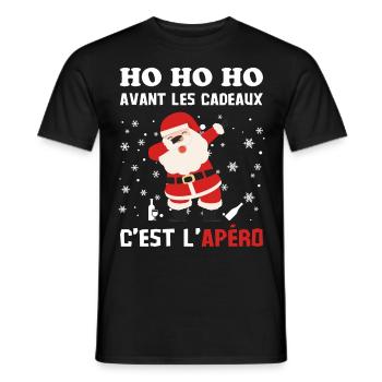 Père Noel avant les cadeaux c est l apéro - T-shirt homme - noir - Devant - AI Model Male 178 light (178cm)