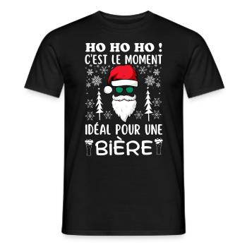 Père Noël moment idéal pour une bière - T-shirt homme - noir - Devant - AI Model Male 178 light (178cm)