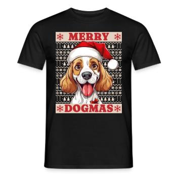 Chien Noël laid joyeux dogmes père Noël chapeau - T-shirt homme - noir - Devant - AI Model Male 178 light (178cm)