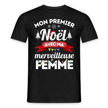 premier noel avec ma merveilleuse femme 2 - T-shirt homme - noir - Devant - AI Model Male 178 light (178cm)