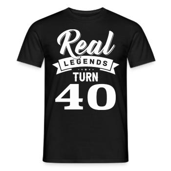 Real legends turn 40, 40 birthday - Men's T-Shirt - black - Front - AI Model Male 178 light (178cm)