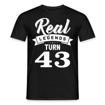 Real Legends fête ses 43 ans, 43 ans - T-shirt homme - noir - Devant - AI Model Male 178 light (178cm)
