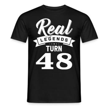 Real legends turn 48, 48 birthday - Men's T-Shirt - black - Front - AI Model Male 178 light (178cm)