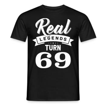 Real legends turn 69, 69 birthday - Men's T-Shirt - black - Front - AI Model Male 178 light (178cm)