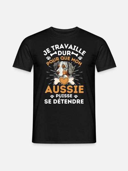 Aussie dog berger australien - T-shirt homme - noir