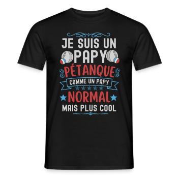 Papy pétanque - T-shirt homme - noir - Devant - AI Model Male 178 light (178cm)
