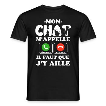 Mon Chat m appelle il faut que j y aille 2 - T-shirt homme - noir - Devant - AI Model Male 178 light (178cm)