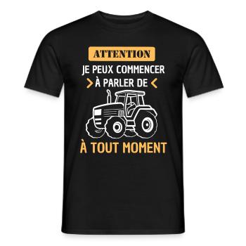 Humour tracteur agricole - T-shirt homme - noir - Devant - AI Model Male 178 light (178cm)