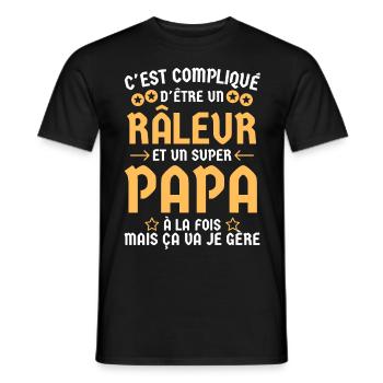 Super papa râleur 1 - T-shirt homme - noir - Devant - AI Model Male 178 light (178cm)