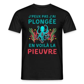 Plongée sous marine pieuvre - T-shirt homme - noir - Devant - AI Model Male 178 light (178cm)