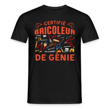 Certifié bricoleur de génie - T-shirt homme - noir - Devant - AI Model Male 178 light (178cm)