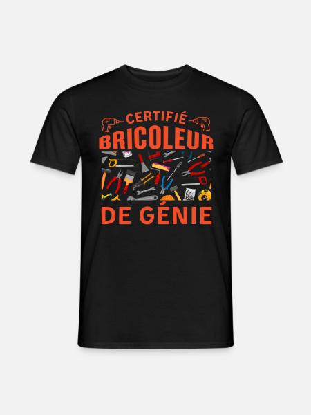 Certifié bricoleur de génie - T-shirt homme - noir