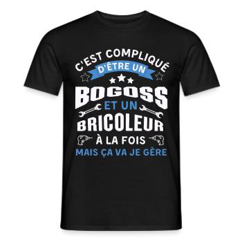C est compliqué d être Bogoss et bricoleur je gère - T-shirt homme - noir - Devant - AI Model Male 178 light (178cm)