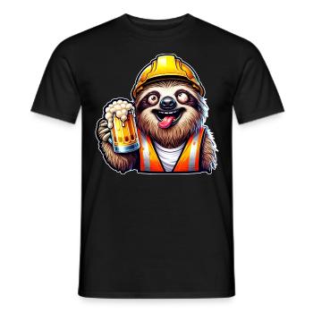 Sloth Construction Worker With Beer Drunk Funny - Men's T-Shirt - black - Front - AI Model Male 178 light (178cm)