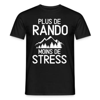 Plus de randonnée moins de stress - T-shirt homme - noir - Devant - AI Model Male 178 light (178cm)