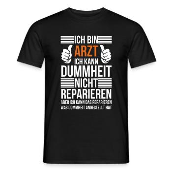 Ich bin Arzt – Lustiges Dummheit-Reparieren Design - Männer T-Shirt - Schwarz - Vorne - AI Model Male 178 light (178cm)
