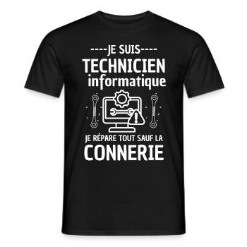 Technicien informatique - T-shirt homme - noir - Devant - AI Model Male 178 light (178cm)