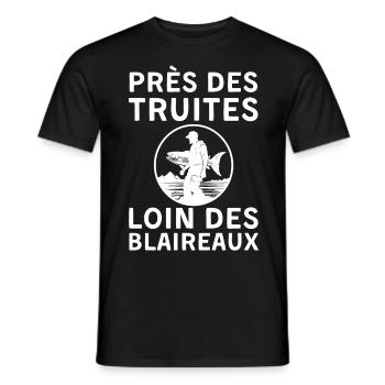 Près des truites loin des blaireaux - T-shirt homme - noir - Devant - AI Model Male 178 light (178cm)