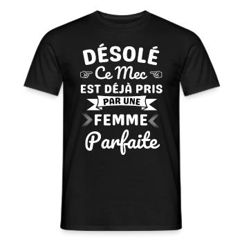 Ce Mec Est déjà pris par une femme parfaite - T-shirt homme - noir - Devant - AI Model Male 178 light (178cm)