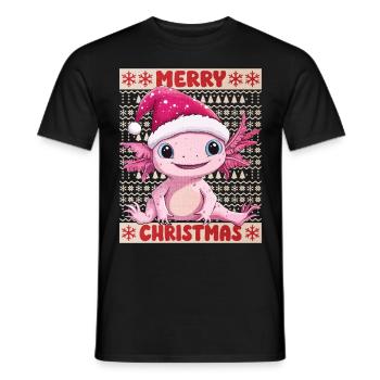 Axolotl Noël laid Noël mignon - T-shirt homme - noir - Devant - AI Model Male 178 light (178cm)