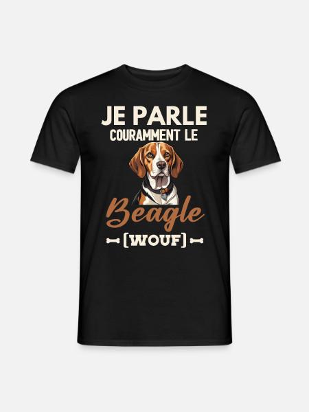 Je parle couramment le beagle wouf - T-shirt homme - noir