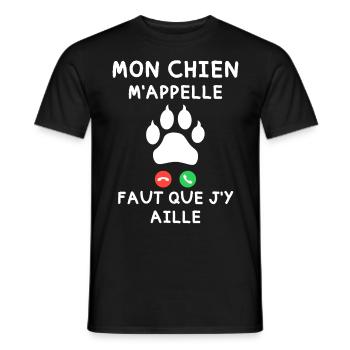 Mon Chien m appelle faut que j y aille - T-shirt homme - noir - Devant - AI Model Male 178 light (178cm)