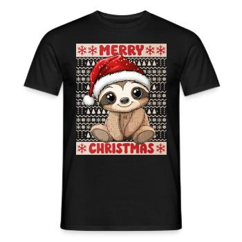 paresseux Noël Noël Noël mignon - T-shirt homme - noir - Devant - AI Model Male 178 light (178cm)