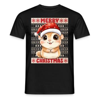 Hamster Moche Noël Noël Doux - T-shirt homme - noir - Devant - AI Model Male 178 light (178cm)