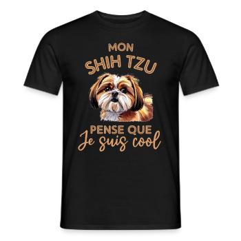 Chien mignon shih tzu - T-shirt homme - noir - Devant - AI Model Male 178 light (178cm)