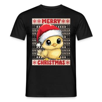 Poulet poussin moche Noël Noël mignon - T-shirt homme - noir - Devant - AI Model Male 178 light (178cm)