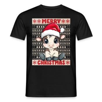 Kuh Kalb Ugly Christmas Weihnachten Xmas Süß - Männer T-Shirt - Schwarz - Vorne - AI Model Male 178 light (178cm)