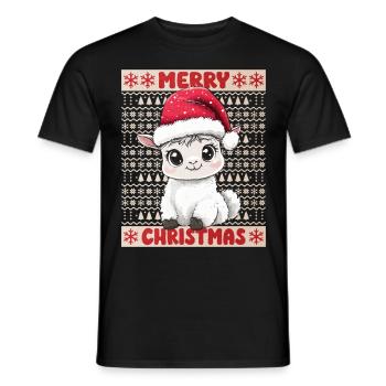 Lama Alpaka Ugly Christmas Weihnachten Xmas Süß - Männer T-Shirt - Schwarz - Vorne - AI Model Male 178 light (178cm)