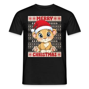 Lion Moche Noël Noël Mignon Mignon - T-shirt homme - noir - Devant - AI Model Male 178 light (178cm)