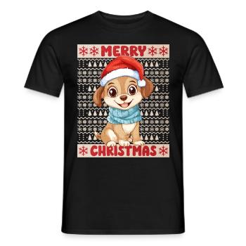 Chien Moche Noël Noël Noël Mignon Mignon - T-shirt homme - noir - Devant - AI Model Male 178 light (178cm)