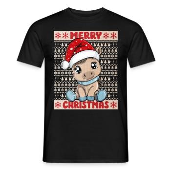 Cheval Noël Mignon Noël mignon - T-shirt homme - noir - Devant - AI Model Male 178 light (178cm)