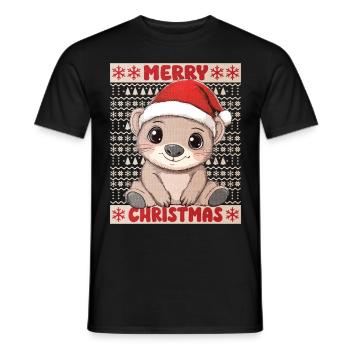 Wombat Weihnachten Süß Niedlich Weihnachtlich - Männer T-Shirt - Schwarz - Vorne - AI Model Male 178 light (178cm)