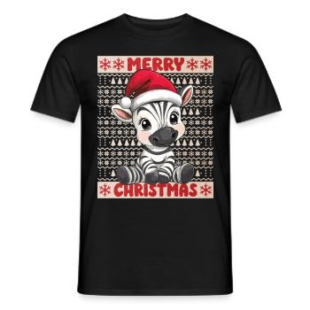 Zebra Ugly Christmas Weihnachten Xmas Süß Niedlich - Männer T-Shirt - Schwarz - Vorne - AI Model Male 178 light (178cm)