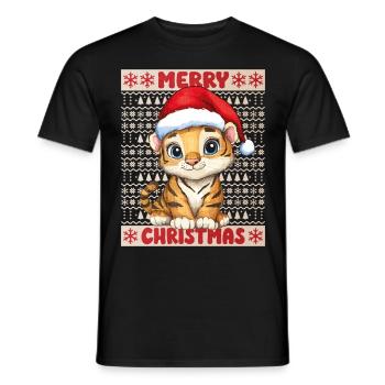 Tigre Moche Noël Noël Mignon Mignon - T-shirt homme - noir - Devant - AI Model Male 178 light (178cm)