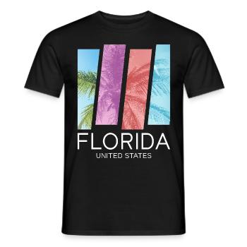Florida USA Miami America Summer Palm Trees Beach - Men's T-Shirt - black - Front - AI Model Male 178 light (178cm)