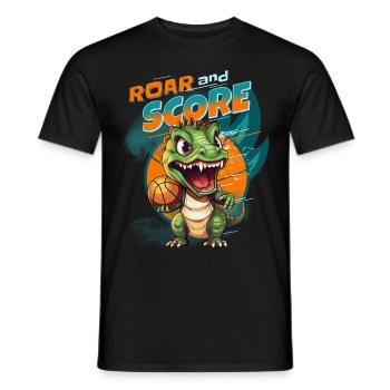 Basketball Dinosaur T-Rex Basketball Player - Men's T-Shirt - black - Front - AI Model Male 178 light (178cm)