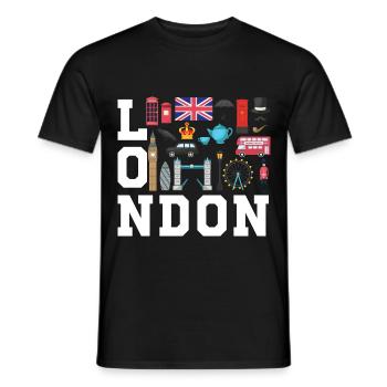 London England UK Great Britain - Men's T-Shirt - black - Front - AI Model Male 178 light (178cm)