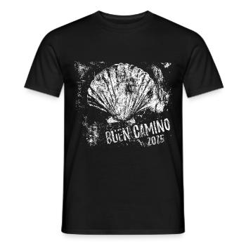 Buen Camino 2025, Pétoncle, Santiago - T-shirt homme - noir - Devant - AI Model Male 178 light (178cm)