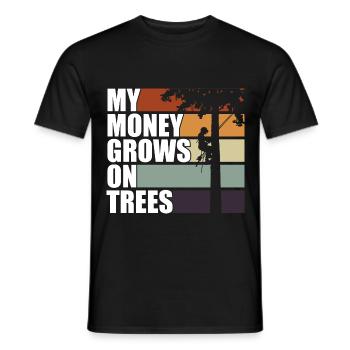 My money grows on trees Vintage Tree Climb - Men's T-Shirt - black - Front - AI Model Male 178 light (178cm)