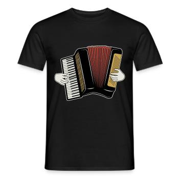 Accordion, accordion music motif with hands - Men's T-Shirt - black - Front - AI Model Male 178 light (178cm)
