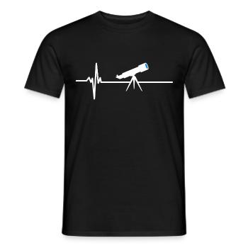 Telescope Heartbeat - Space Planets Stars Sky View - T-shirt homme - noir - Devant - AI Model Male 178 light (178cm)