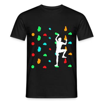 Boulderers bouldering on the climbing wall - Men's T-Shirt - black - Front - AI Model Male 178 light (178cm)