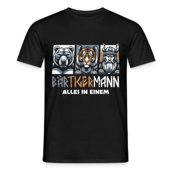 Bärtigermann Bär Tiger Mann Geschenk Bart - Männer T-Shirt - Schwarz - Vorne - AI Model Male 178 light (178cm)