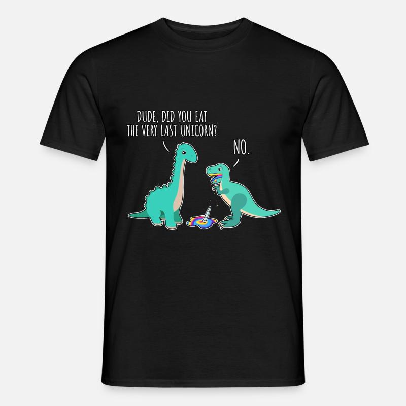 Lustiger Dino Einhorn Comic Dinosaurier T-Rex - Männer T-Shirt - Schwarz